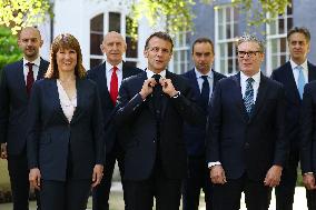 Macron and Starmer at Downing Street for UK-FR Summit - London