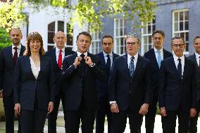 Macron and Starmer at Downing Street for UK-FR Summit - London