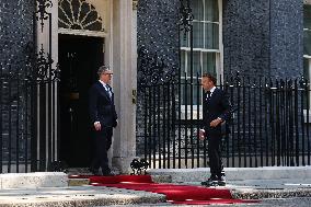 Macron and Starmer at Downing Street for UK-FR Summit - London