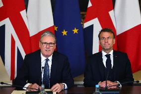 Macron and Starmer at Downing Street for UK-FR Summit - London