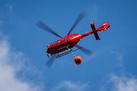 Rieti Mountain Fire Air Rescue Operations Underway - Italy