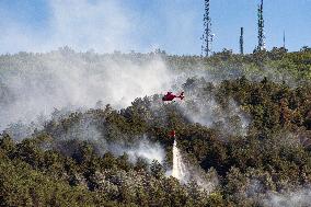 Rieti Mountain Fire Air Rescue Operations Underway - Italy