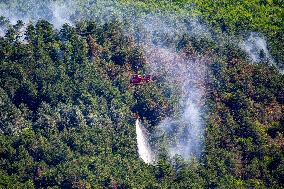 Rieti Mountain Fire Air Rescue Operations Underway - Italy