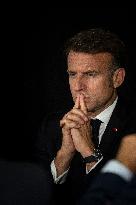 Starmer and Macron During a Visioconference With NATO Leaders - London