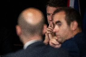 Starmer and Macron During a Visioconference With NATO Leaders - London
