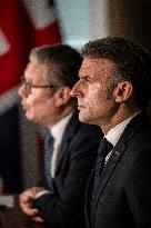 Starmer and Macron During a Visioconference With NATO Leaders - London