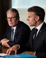 Starmer and Macron During a Visioconference With NATO Leaders - London