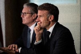 Starmer and Macron During a Visioconference With NATO Leaders - London