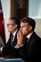 Starmer and Macron During a Visioconference With NATO Leaders - London