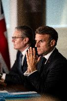 Starmer and Macron During a Visioconference With NATO Leaders - London