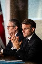 Starmer and Macron During a Visioconference With NATO Leaders - London