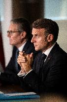 Starmer and Macron During a Visioconference With NATO Leaders - London