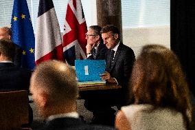 Starmer and Macron During a Visioconference With NATO Leaders - London