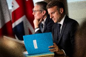 Starmer and Macron During a Visioconference With NATO Leaders - London