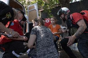Citizens Receive First Aid Following Russian Strike - Ukraine