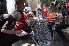 Citizens Receive First Aid Following Russian Strike - Ukraine