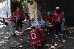 Citizens Receive First Aid Following Russian Strike - Ukraine