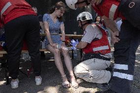 Citizens Receive First Aid Following Russian Strike - Ukraine