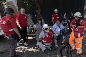 Citizens Receive First Aid Following Russian Strike - Ukraine