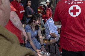 Citizens Receive First Aid Following Russian Strike - Ukraine