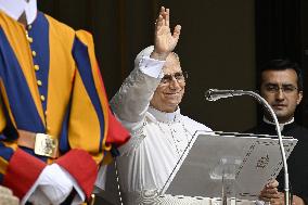 Pope Leo XIV Leads The Angelus Prayer In Castel Gandolfo