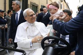 Pope Leo XIV Leads The Angelus Prayer In Castel Gandolfo
