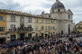 Pope Leo XIV Leads The Angelus Prayer In Castel Gandolfo