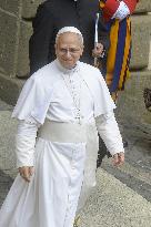 Pope Leo XIV Leads The Angelus Prayer In Castel Gandolfo