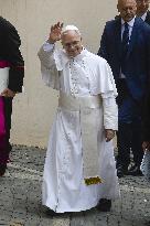 Pope Leo XIV Leads The Angelus Prayer In Castel Gandolfo