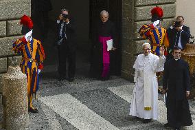 Pope Leo XIV Leads The Angelus Prayer In Castel Gandolfo