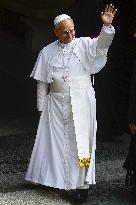 Pope Leo XIV Leads The Angelus Prayer In Castel Gandolfo