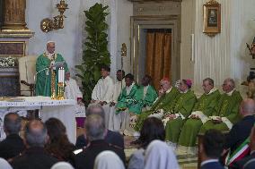 Pope Leo XIV Leads The Angelus Prayer In Castel Gandolfo