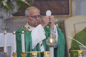 Pope Leo XIV Leads The Angelus Prayer In Castel Gandolfo