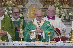 Pope Leo XIV Leads The Angelus Prayer In Castel Gandolfo