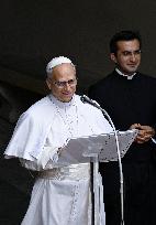 Pope Leo XIV Leads The Angelus Prayer In Castel Gandolfo