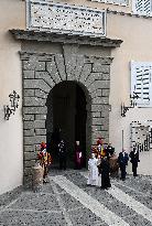 Pope Leo XIV Leads The Angelus Prayer In Castel Gandolfo
