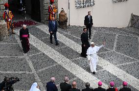 Pope Leo XIV Leads The Angelus Prayer In Castel Gandolfo
