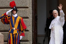 Pope Leo XIV Leads The Angelus Prayer In Castel Gandolfo