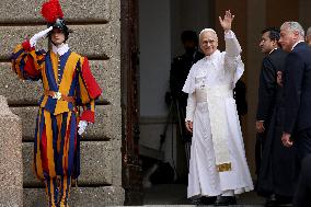 Pope Leo XIV Leads The Angelus Prayer In Castel Gandolfo