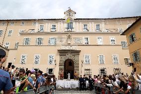 Pope Leo XIV Leads The Angelus Prayer In Castel Gandolfo