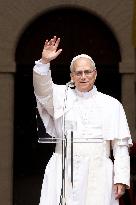 Pope Leo XIV Leads The Angelus Prayer In Castel Gandolfo