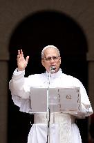 Pope Leo XIV Leads The Angelus Prayer In Castel Gandolfo