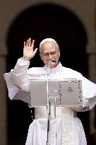 Pope Leo XIV Leads The Angelus Prayer In Castel Gandolfo