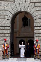 Pope Leo XIV Leads The Angelus Prayer In Castel Gandolfo