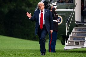 President Donald Trump Returns to the White House in Washington, DC