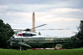 President Donald Trump Returns to the White House in Washington, DC