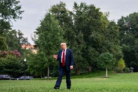 President Donald Trump Returns to the White House in Washington, DC