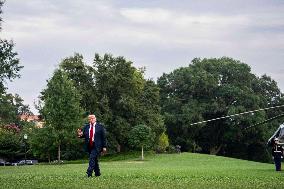 President Donald Trump Returns to the White House in Washington, DC