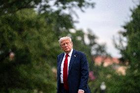 President Donald Trump Returns to the White House in Washington, DC