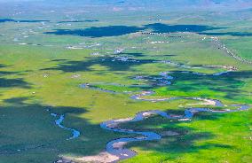 Winding Moergele River in Hulun Buir